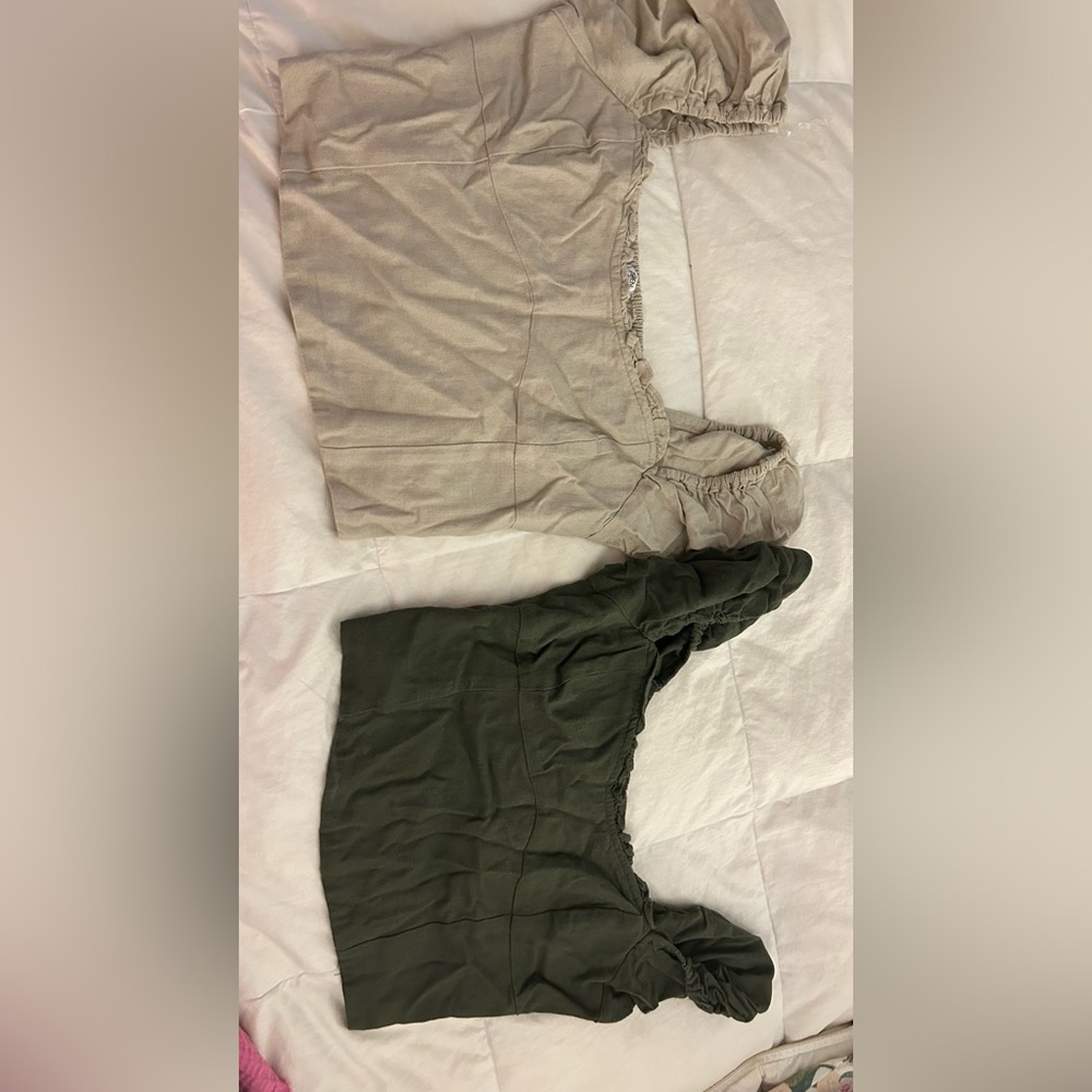 Two corset Tops in Tan and Green